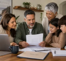 California family reviewing life insurance and estate planning documents