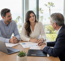 Business consultation in a sunlit office