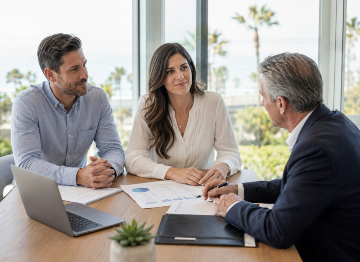 Business consultation in a sunlit office