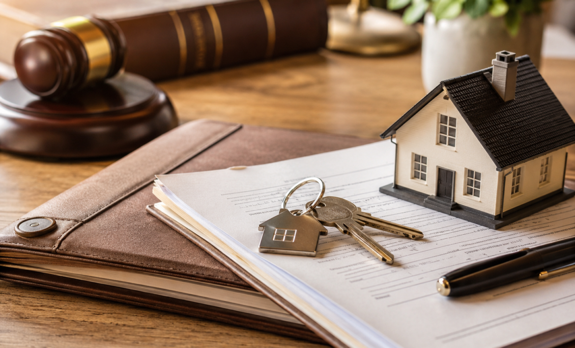 Legal desk with property details