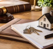 Legal desk with property details