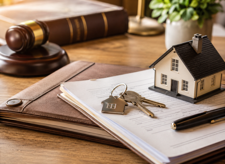 Legal desk with property details