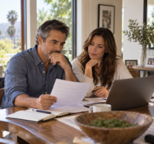Thoughtful Couple Planning at Home