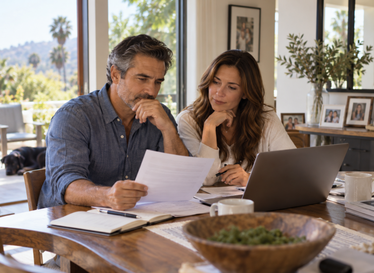 Thoughtful Couple Planning at Home